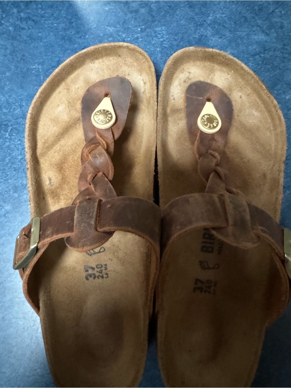 Birkenstock Brown Braided Leather Thong Sandals